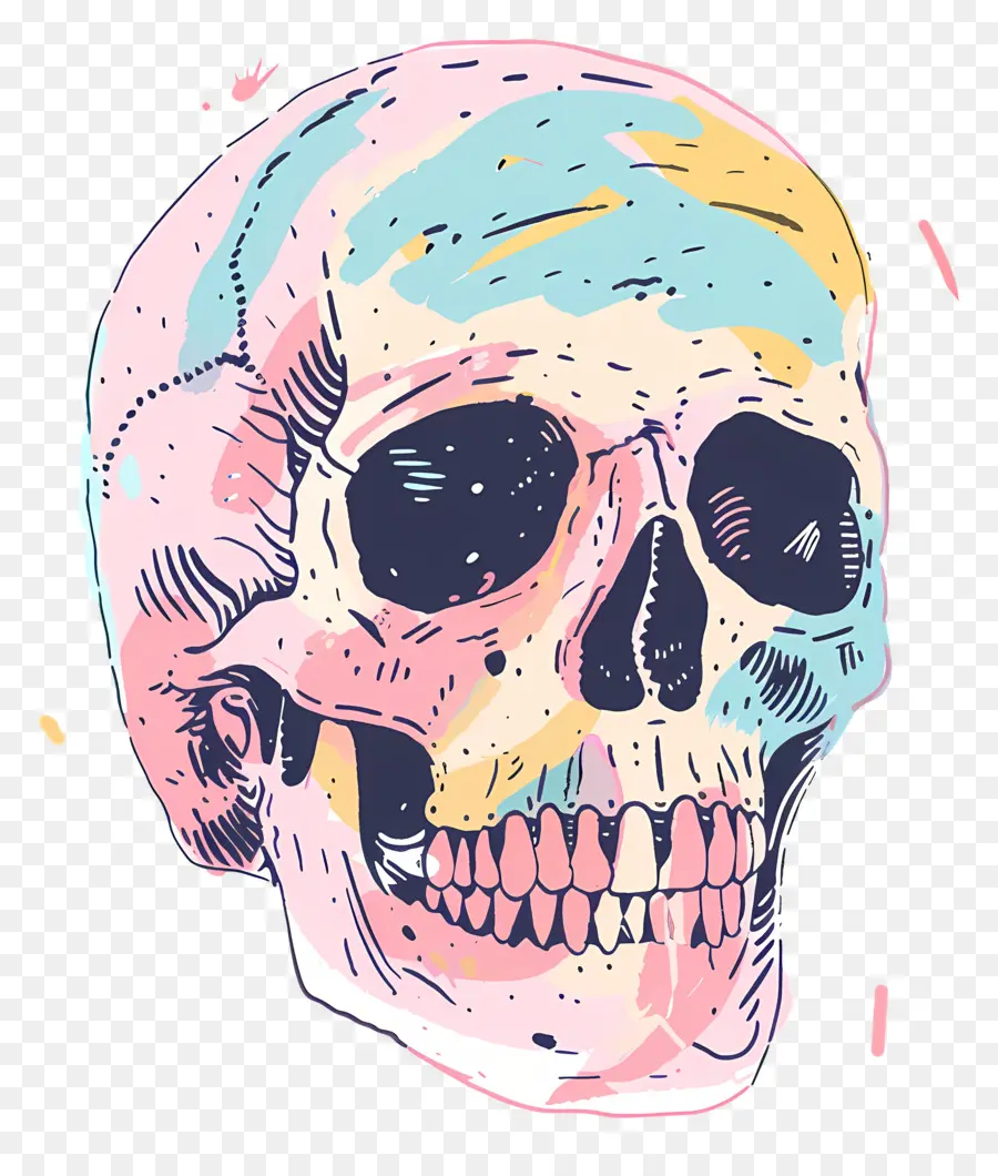 Doodle Skull，Crânio De Arte PNG