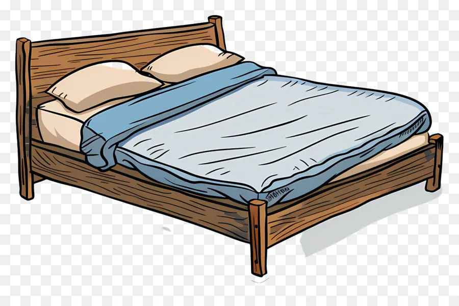 Caricatura De Casal，Cama De Madeira PNG