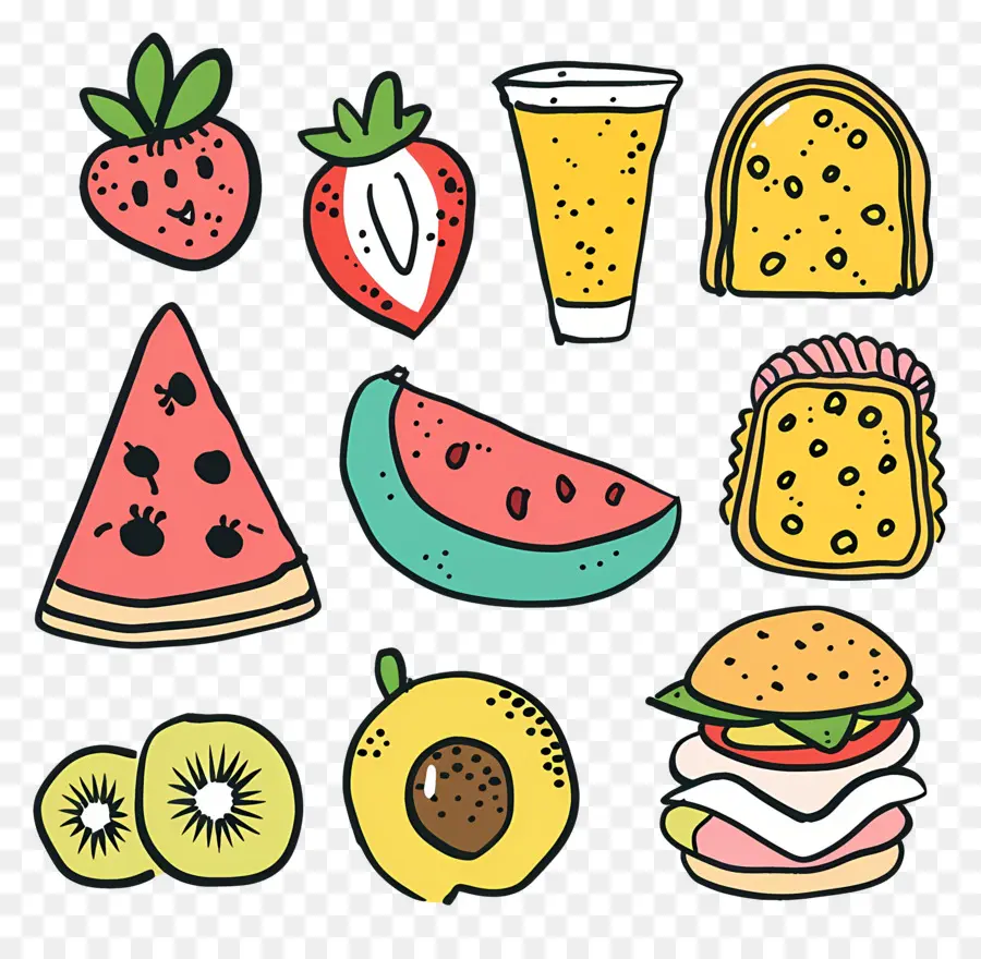 Doodle De Alimentos，Frutas PNG