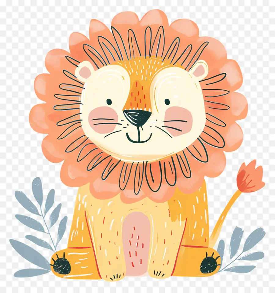 Doodle Lion，Desenho Animado Leão PNG