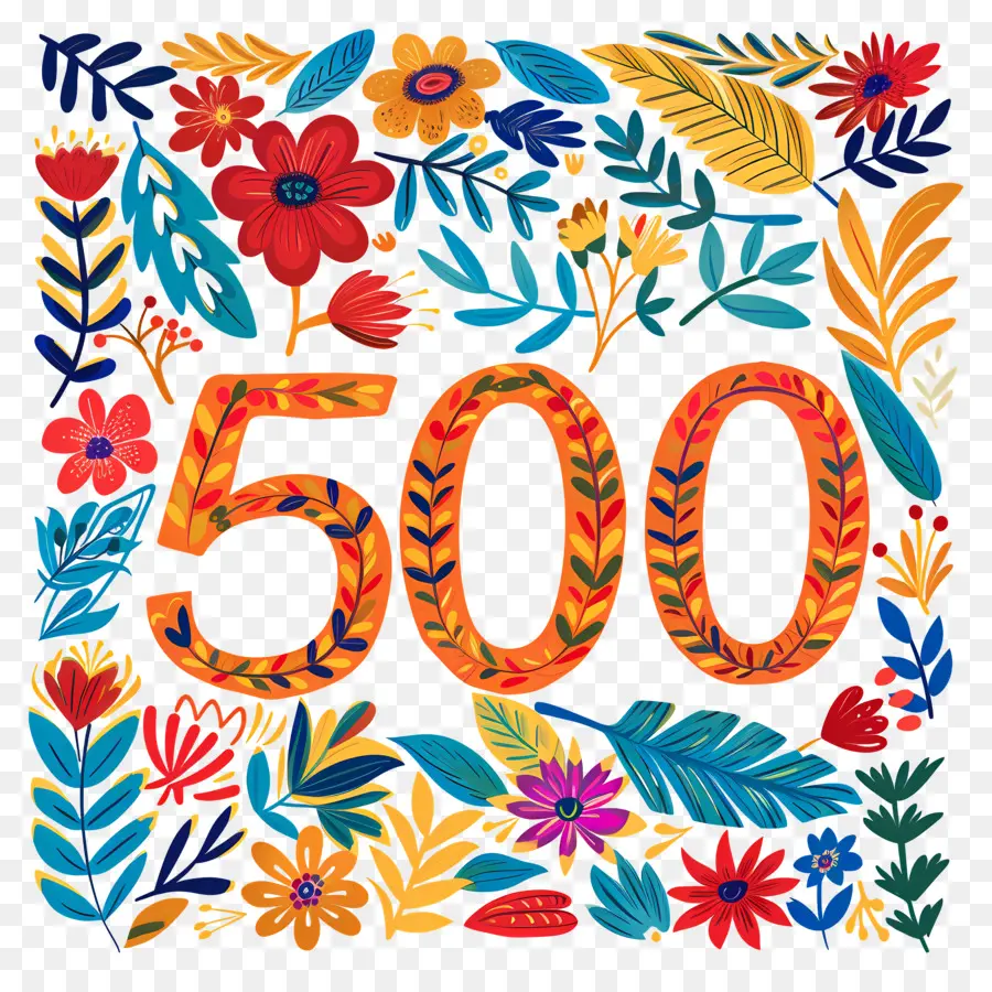 Número 500，Design Floral PNG