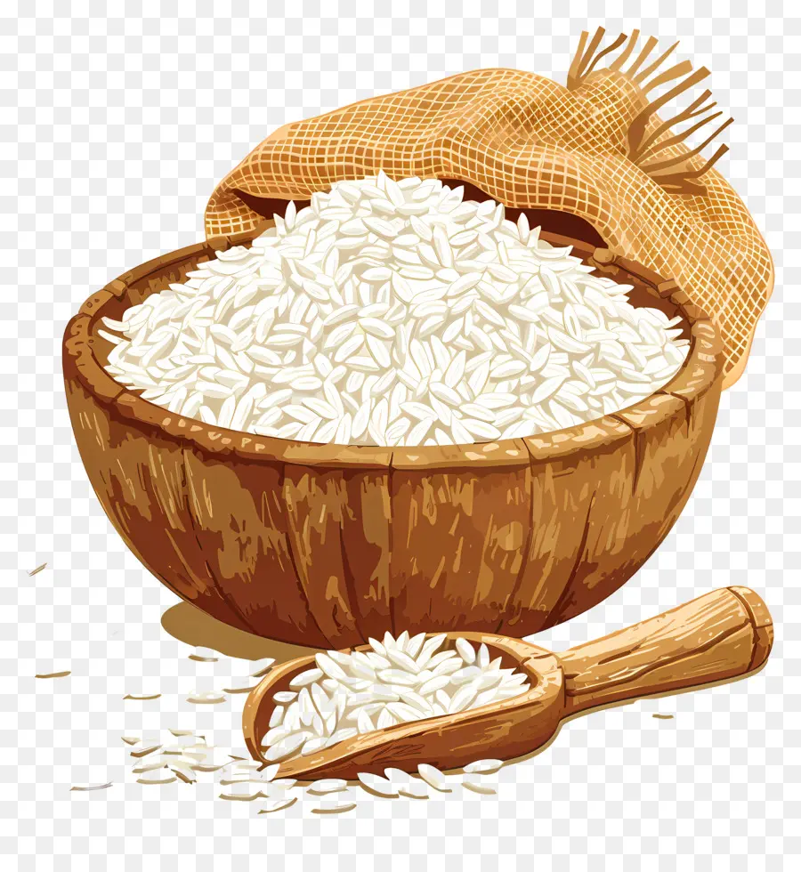 Arroz，Tigela De Madeira PNG