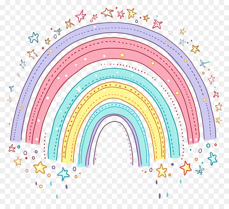 Doodle Rainbow，Arco íris PNG