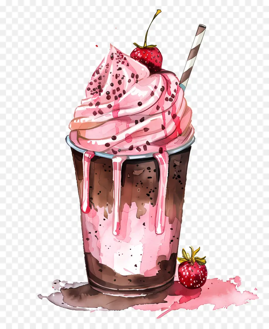 Copo De Milkshake，Milkshake De Morango PNG