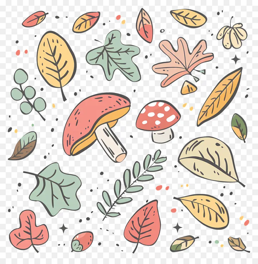 Doodle Autumn，Autumn Leaves PNG