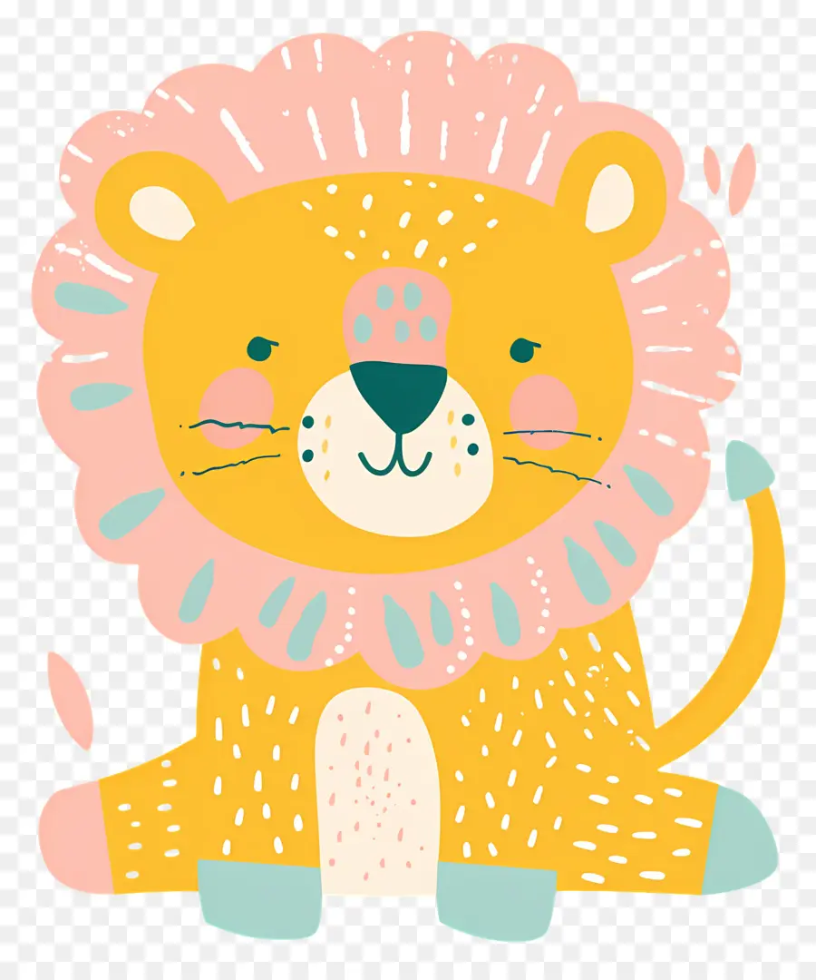 Doodle Lion，Leão Colorido PNG