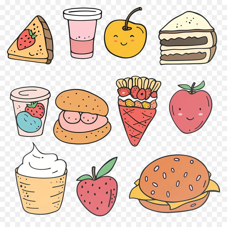 Doodle De Alimentos，Comida Rápida PNG