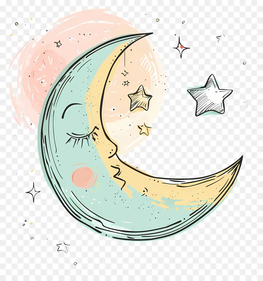 Doodle Moon，Cartoon Lua PNG