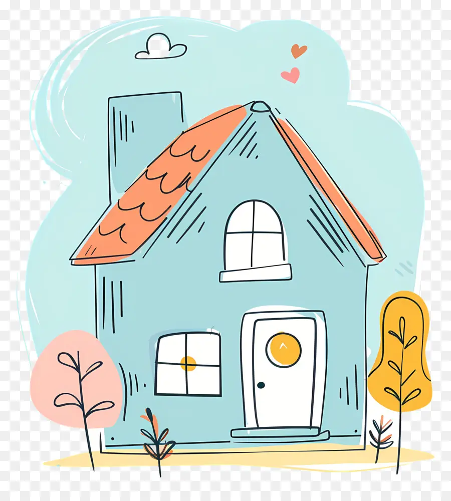 Doodle House，Casa Azul PNG