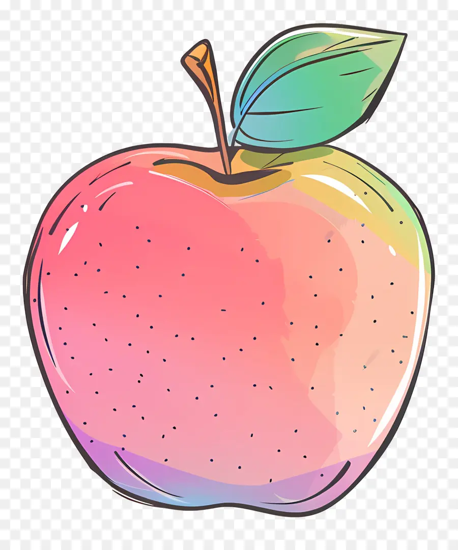 Doodle Apple，Aquarela Apple PNG