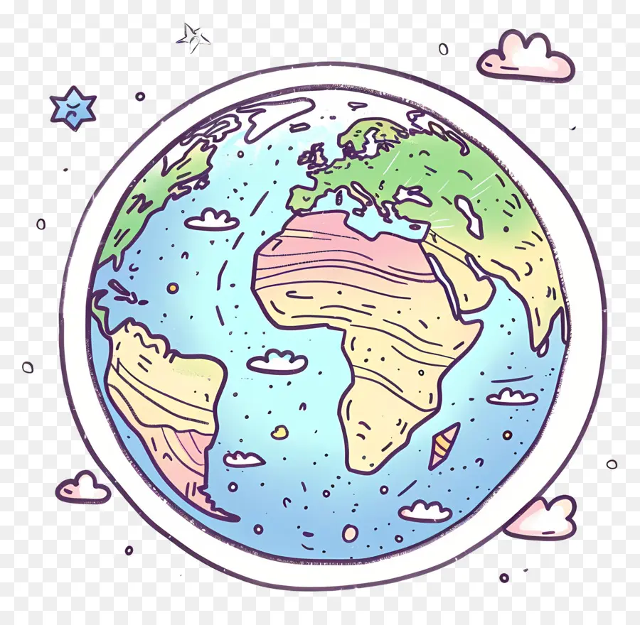 Doodle Earth，Terra Ilustração PNG