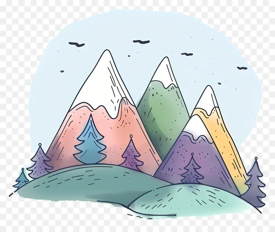 Doodle Mountain，Paisagem De Montanha PNG