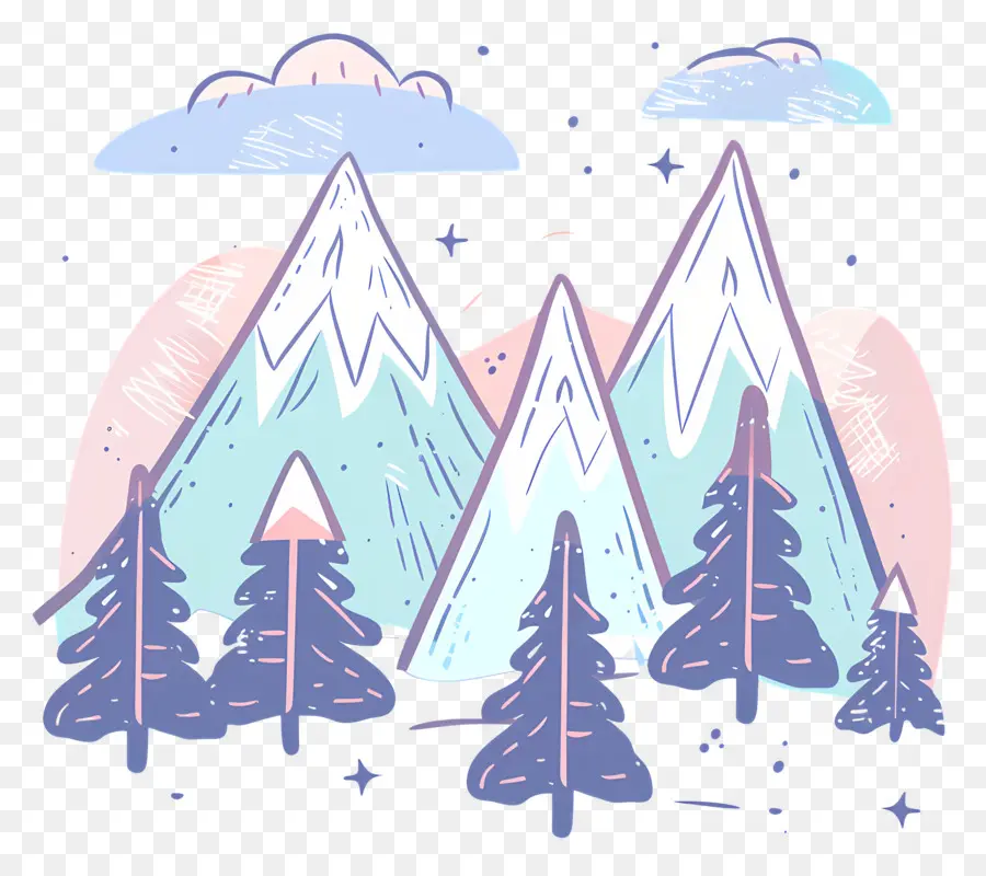 Doodle Mountain，Montanhas Nevadas PNG