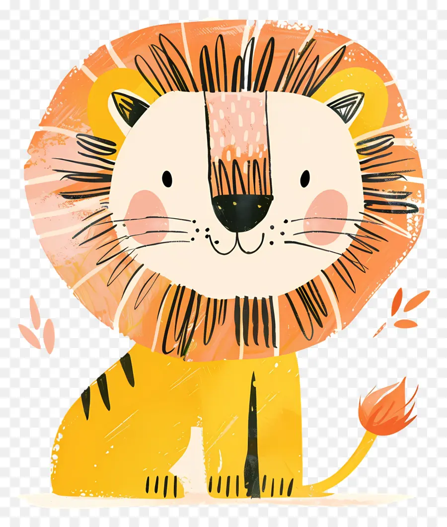 Doodle Lion，Leão Bonito PNG