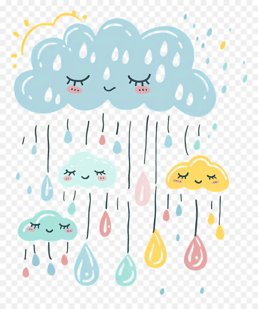 Rain Doodle，Nuvens Sorridentes PNG