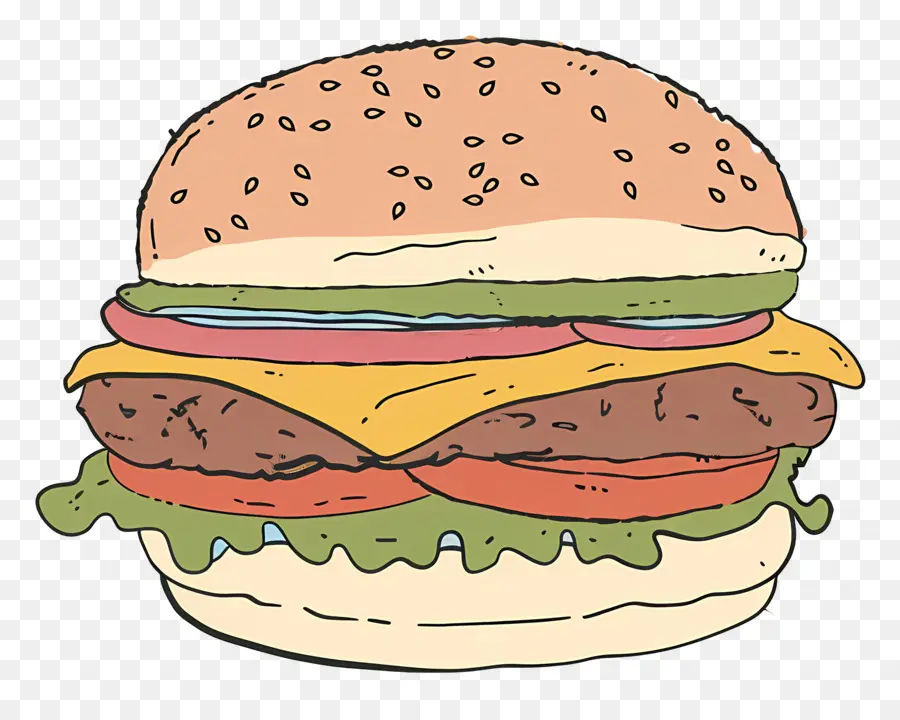 Doodle Burger，Hamburger PNG