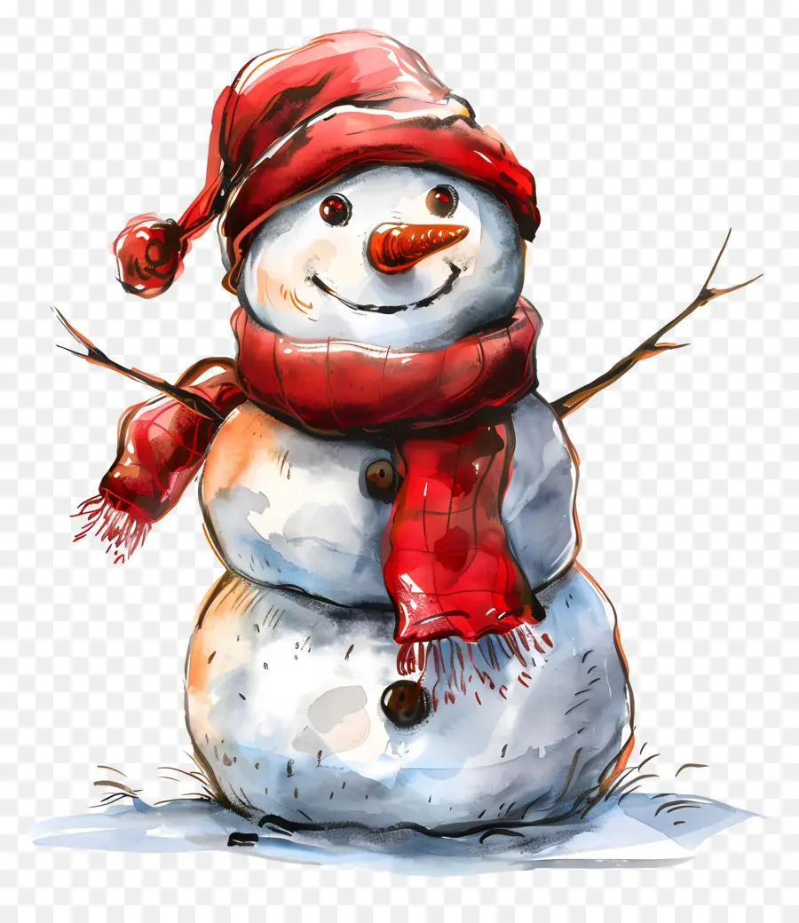 Boneco De Neve，Pintura Em Aquarela PNG