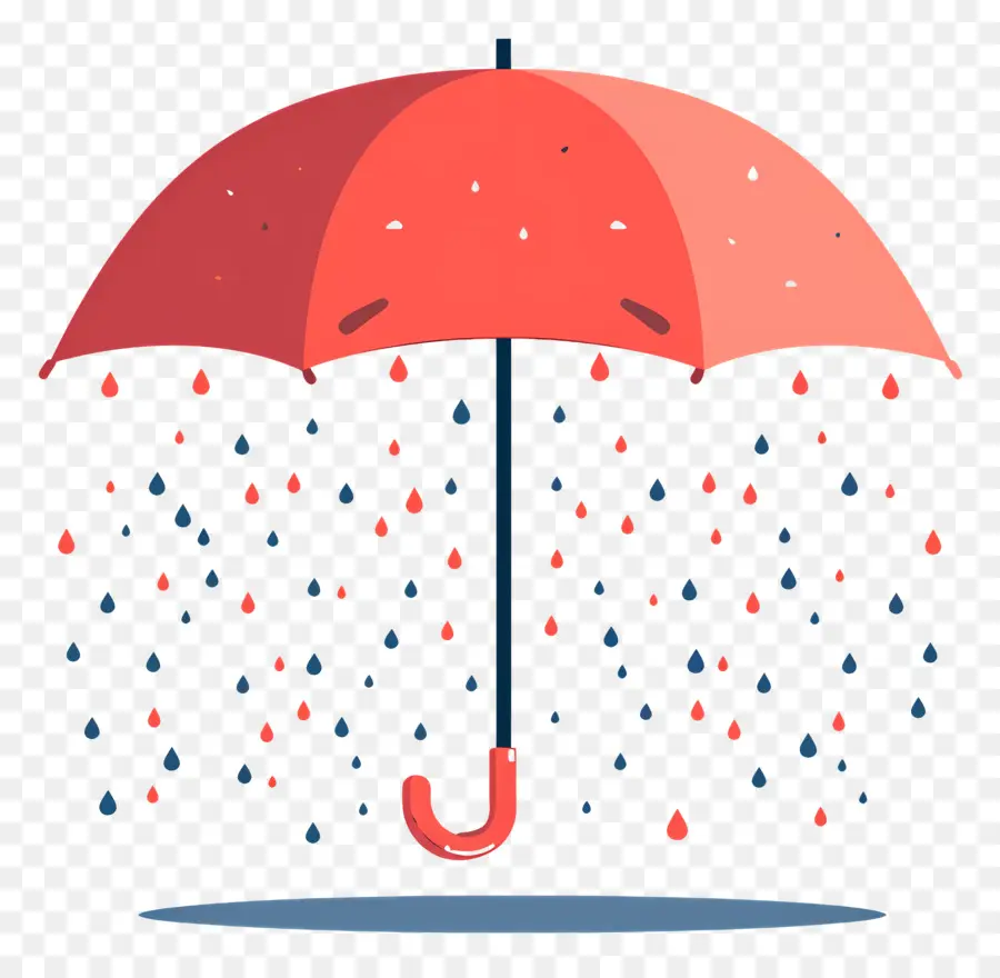 Guarda Chuva Vermelho，Gotas De Chuva PNG