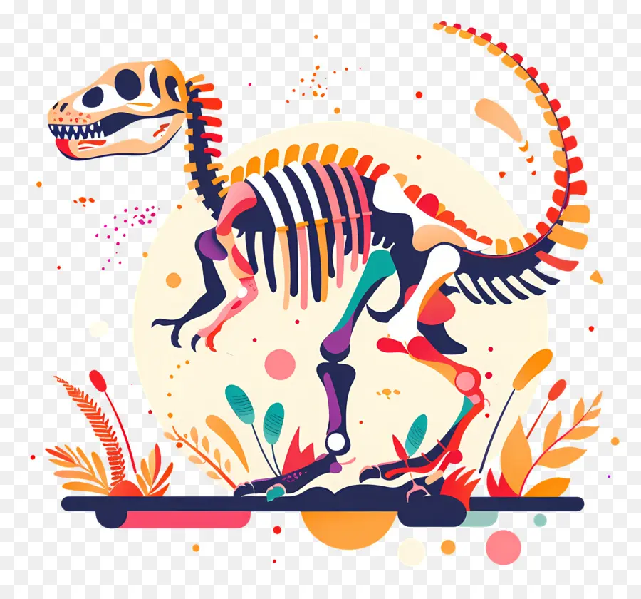 Esqueleto De Dinossauro，Colorido PNG