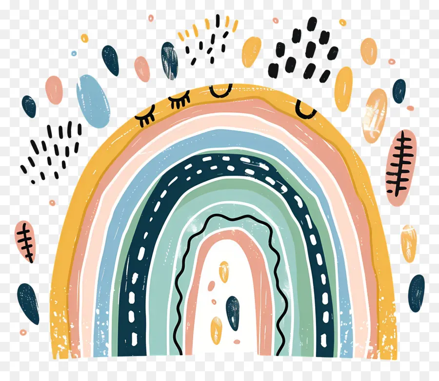 Doodle Rainbow，Arco íris PNG