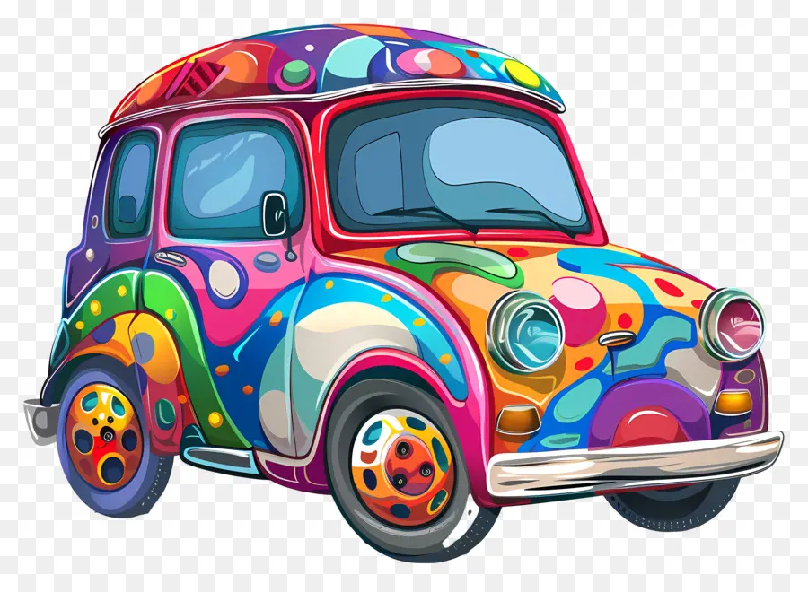 Cartoon Carro，Carro Psicodélico PNG