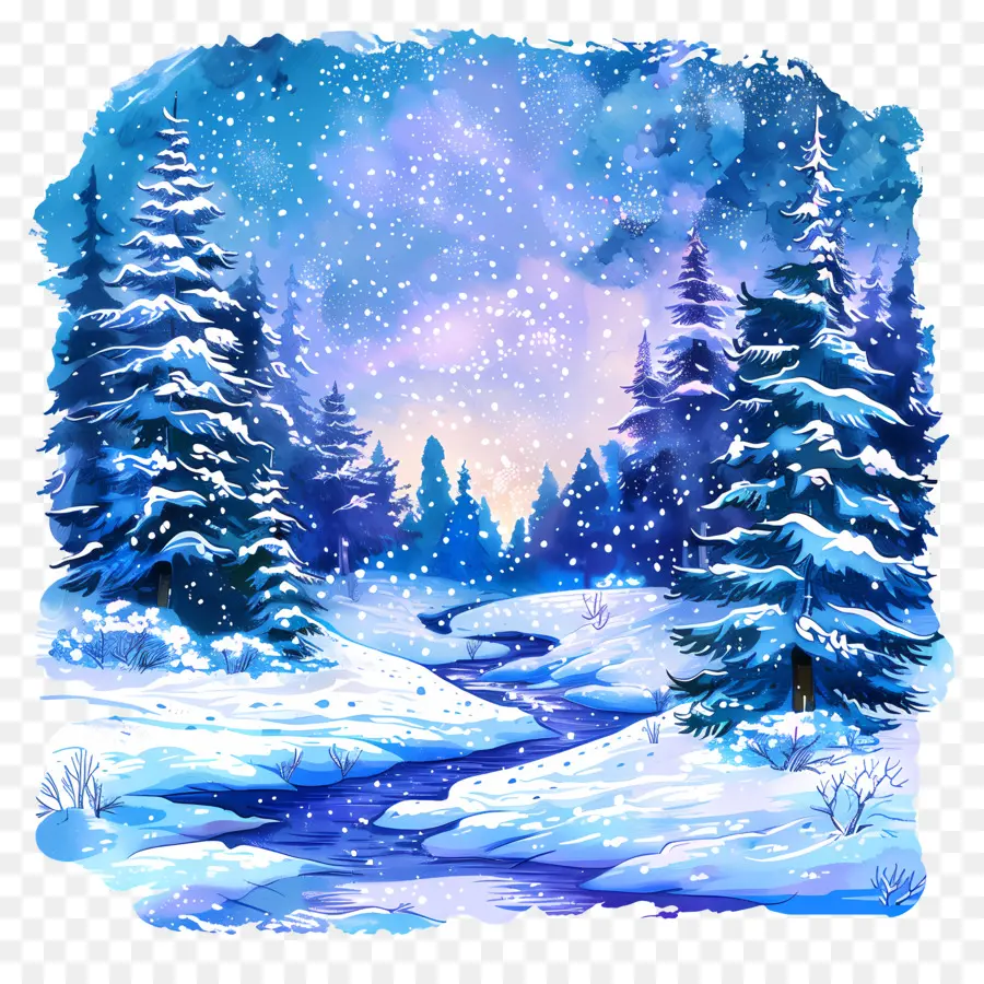 Paisagem De Inverno，Pintura De Inverno PNG