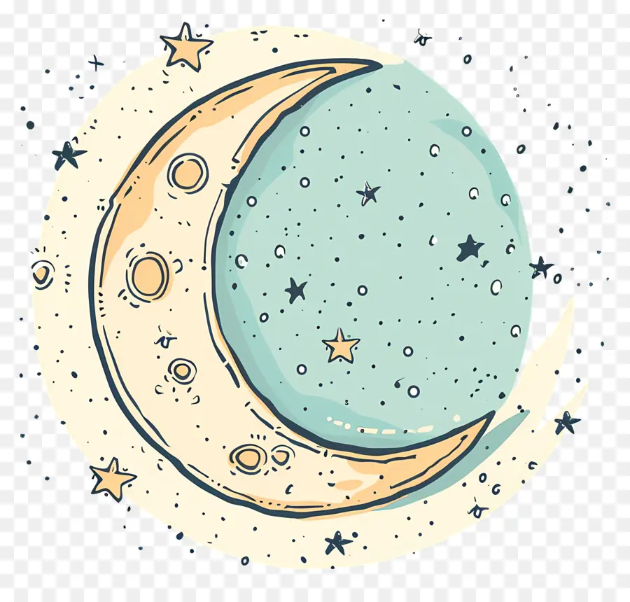 Doodle Moon，Pintura Da Lua PNG