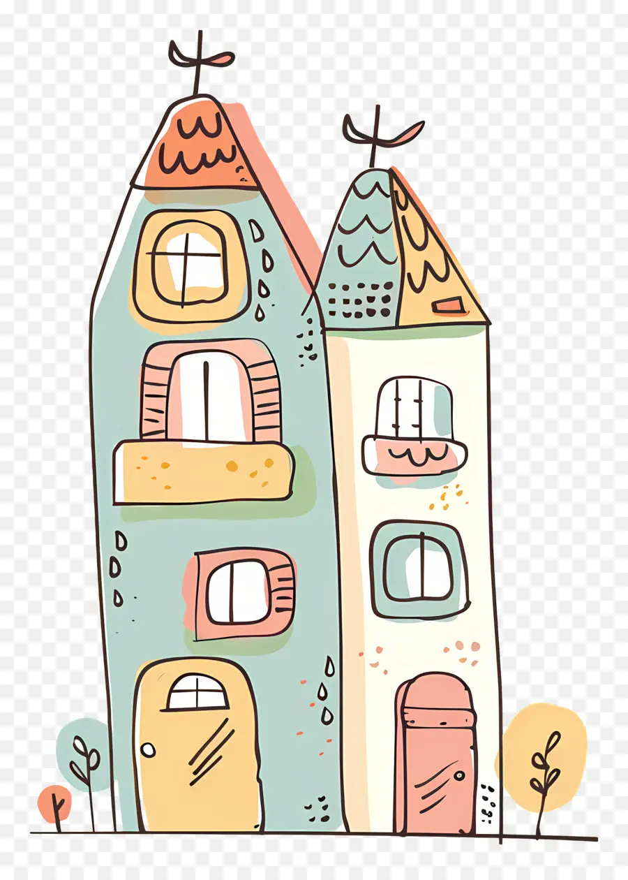 Edifício Doodle，Cartoon Casas PNG