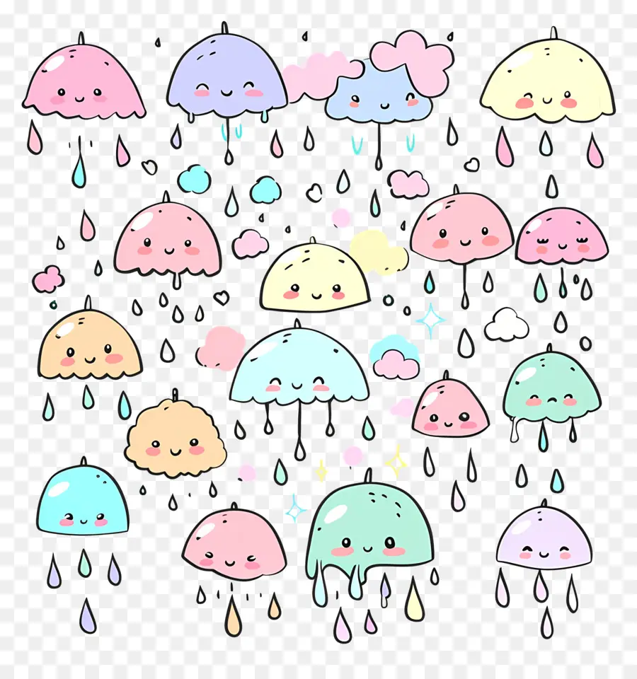 Rain Doodle，Guarda  Chuvas Fofos PNG