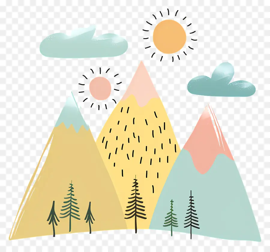 Doodle Mountain，Paisagem De Montanha PNG