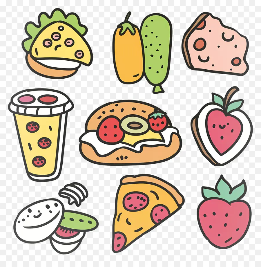 Doodle De Alimentos，Pizza PNG