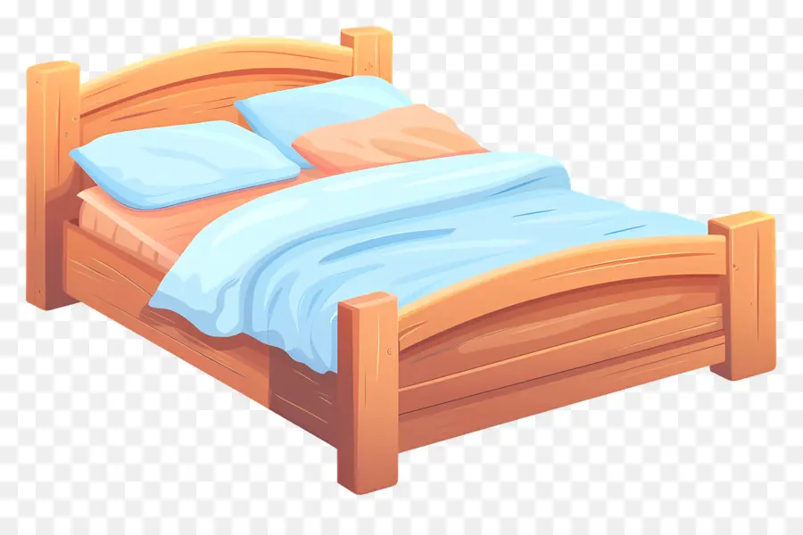 Caricatura De Casal，Cama De Madeira PNG