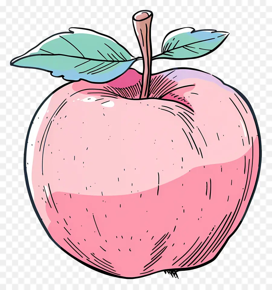 Doodle Apple，Cor De Rosa Apple PNG