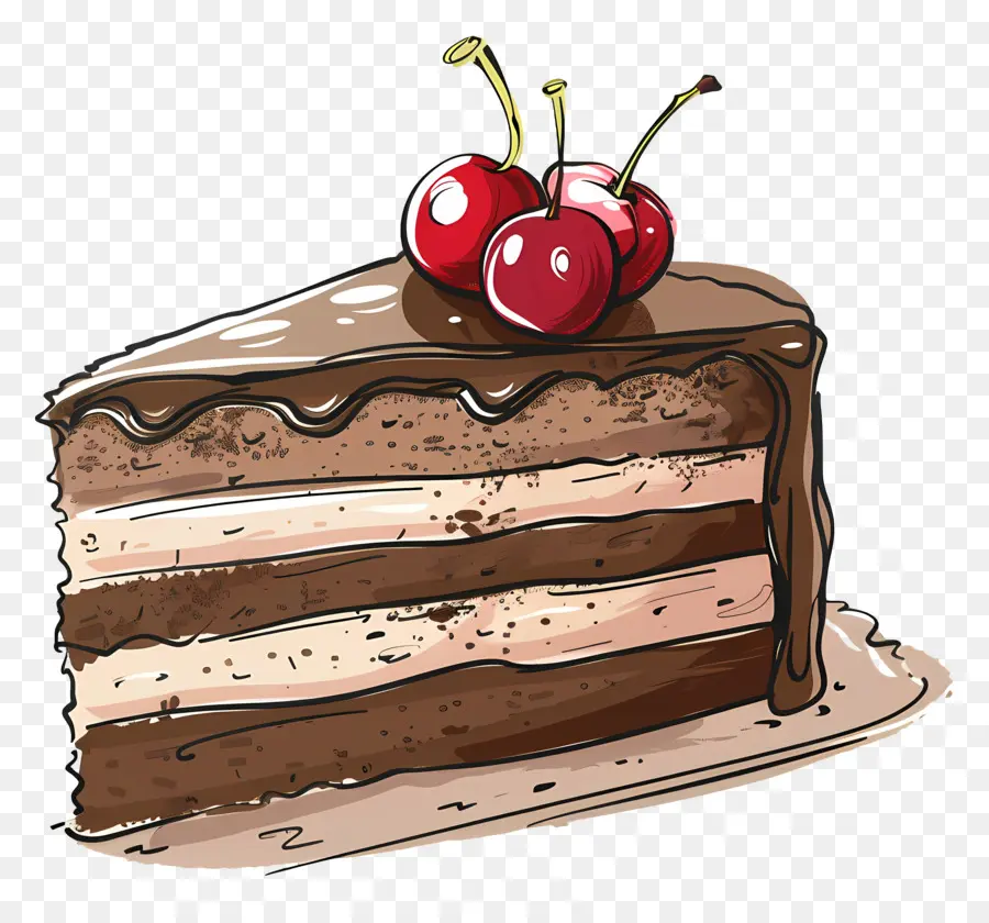 Bolo De Chocolate，Cerejas PNG