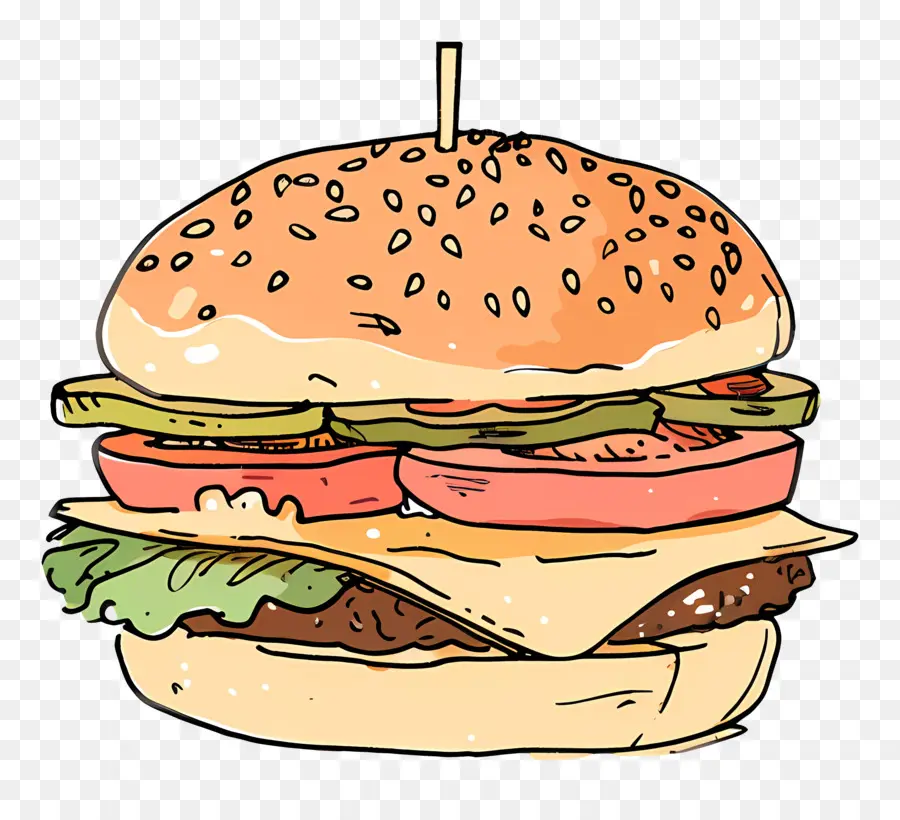 Doodle Burger，O Desenho PNG