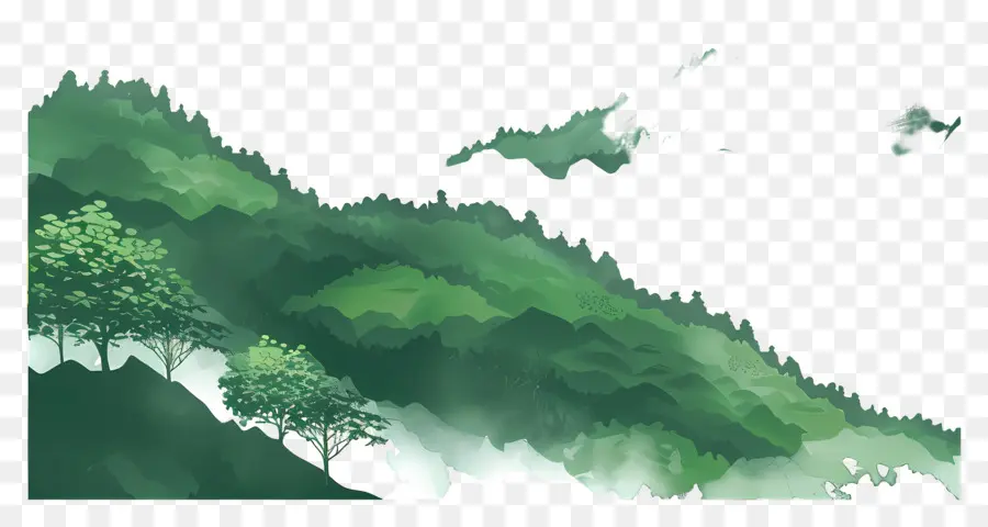 Fundo Das Montanhas Verdes，Floresta PNG