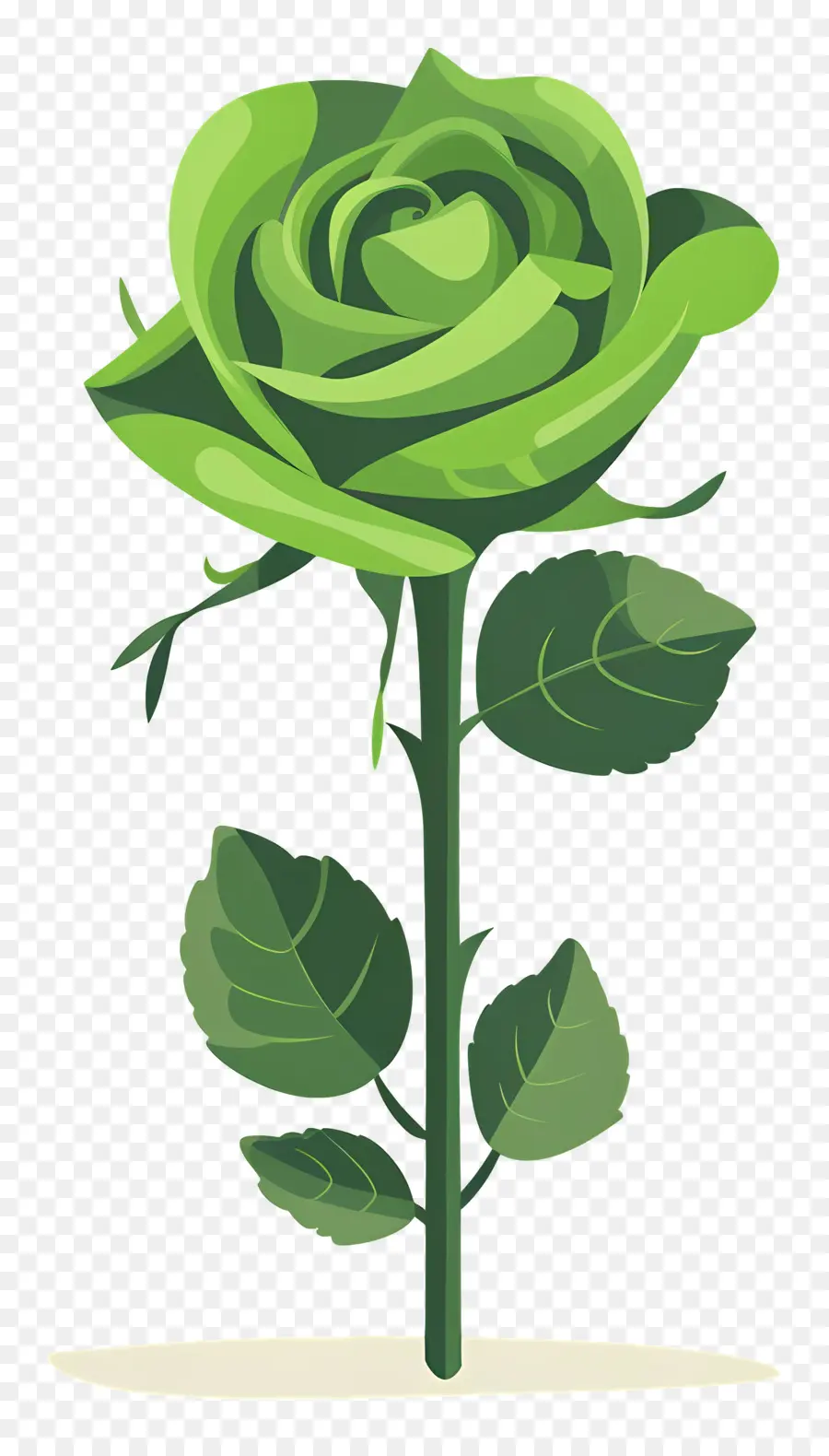 Rosa Verde，Levantou  Se Com Folhas PNG