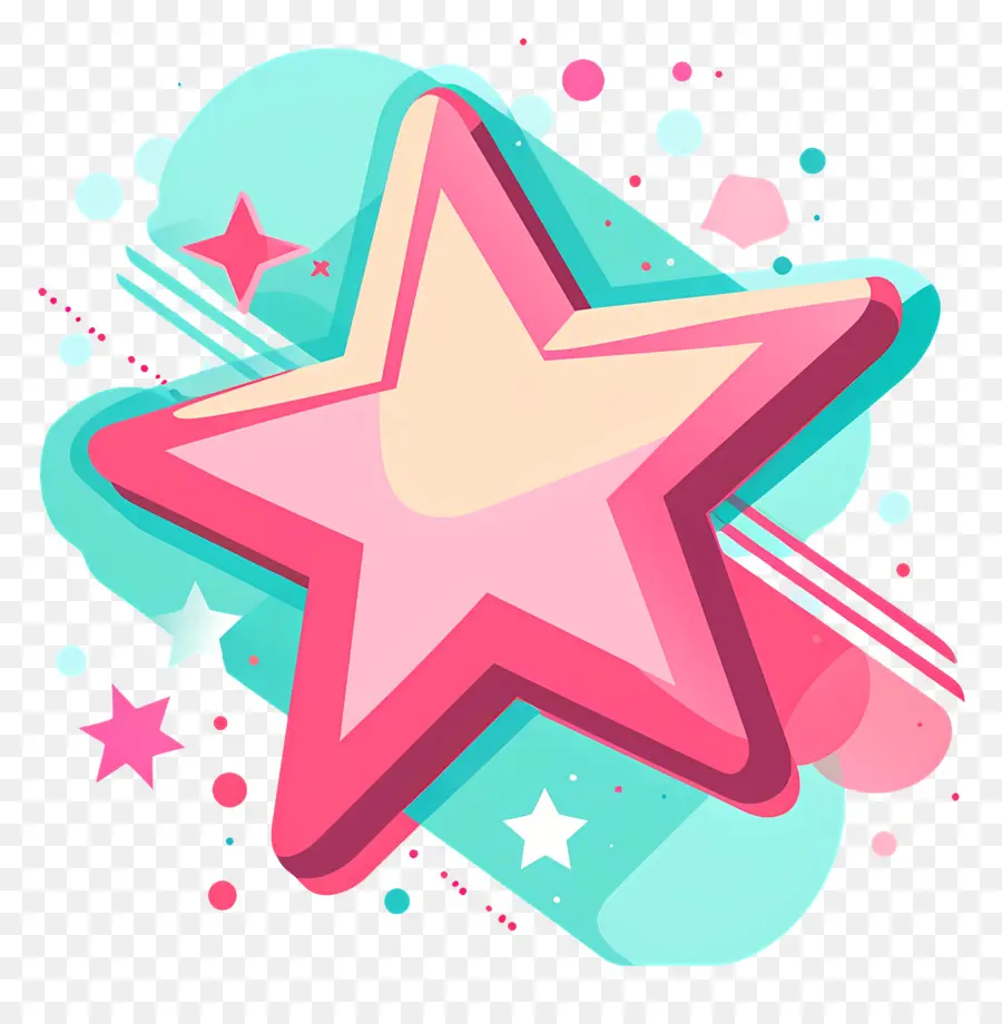 Cor De Rosa Estrelas，Contorno Branco PNG