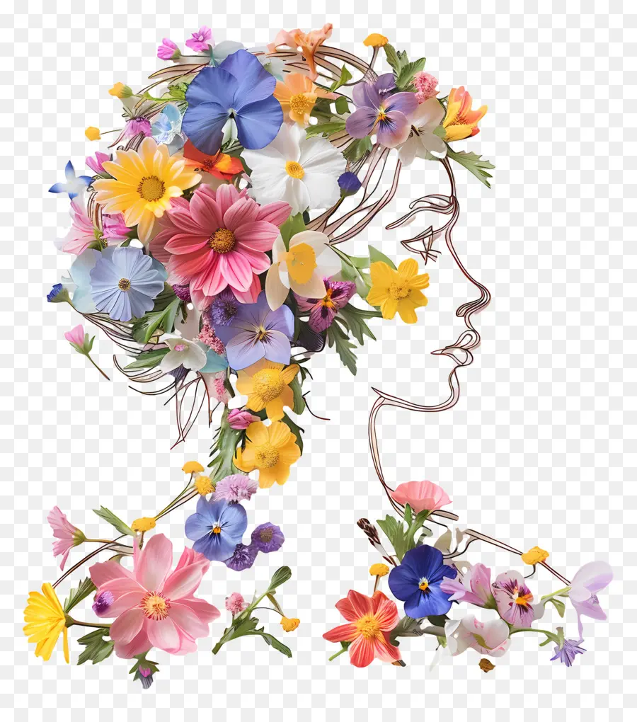 Menina De Flor，Flor, Coroa De Flores PNG