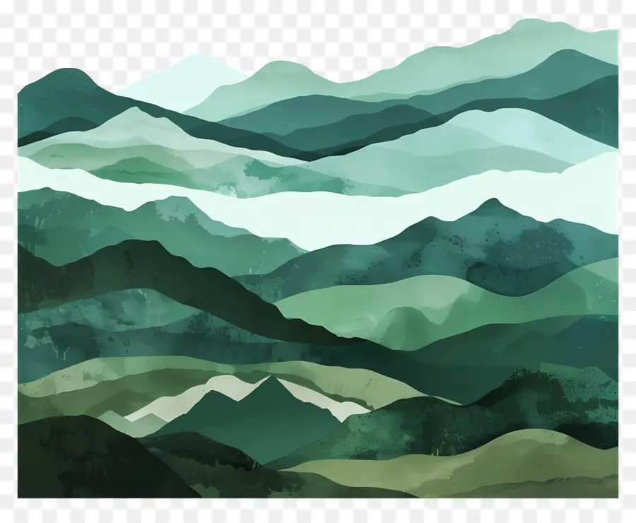 Fundo Das Montanhas Verdes，Pintura Em Aquarela PNG