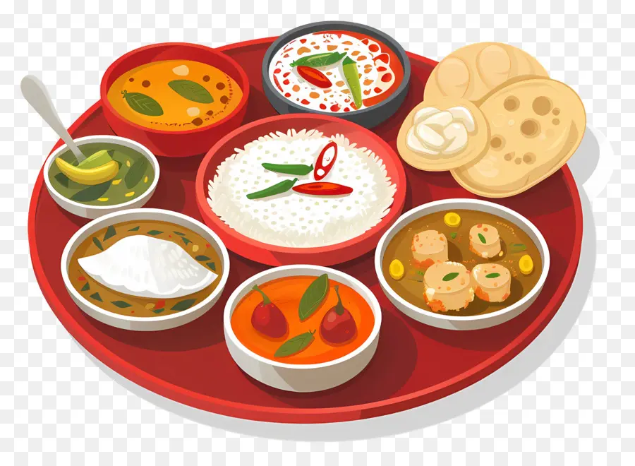 Thali Indiano，Comida Indiana PNG