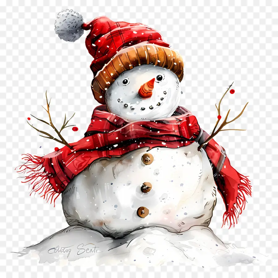 Boneco De Neve，Lenço Vermelho PNG