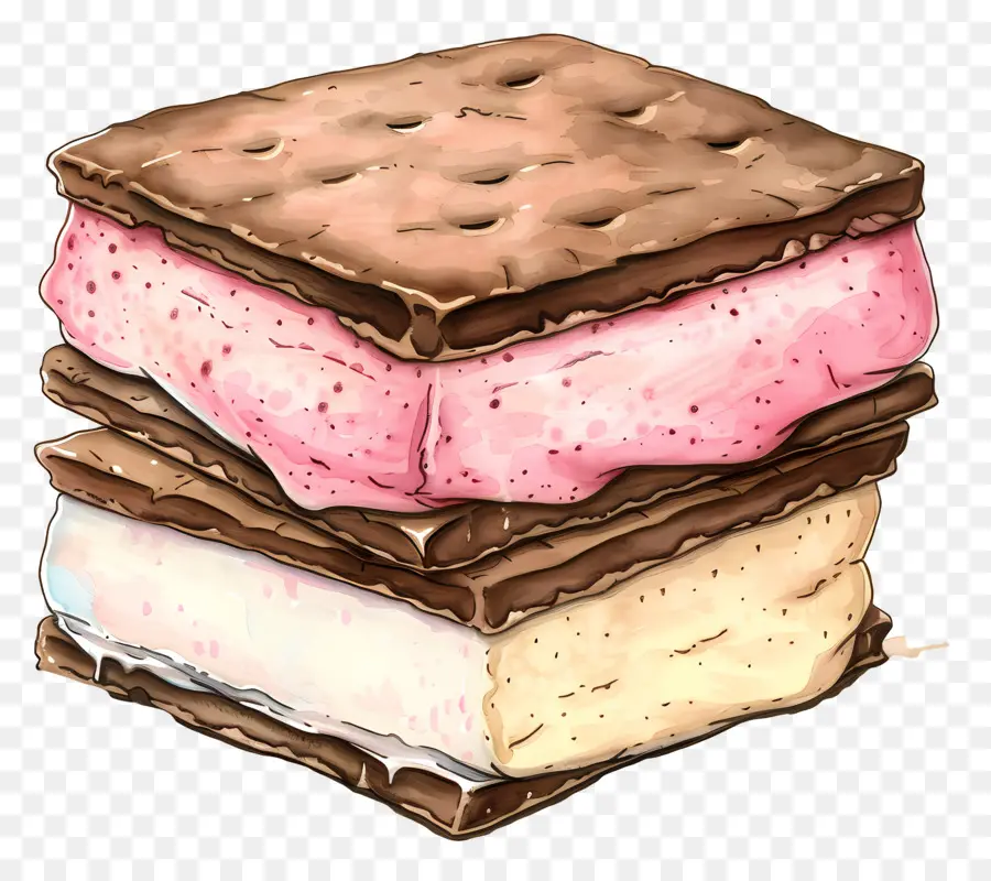 Ice Cream Sandwich，Gelo Rosa PNG