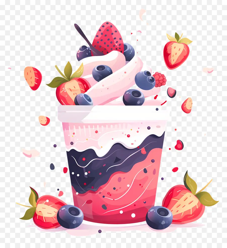 Frozen Yogurt，Sorvete De Morango PNG