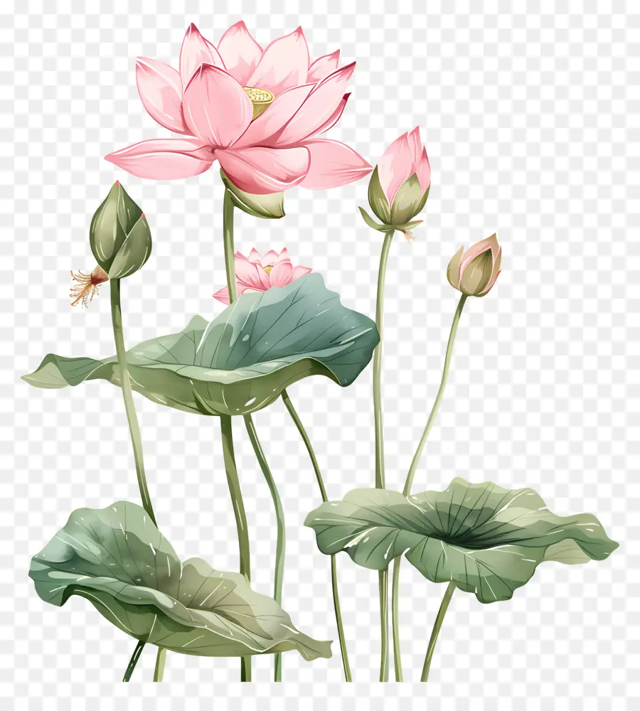 Flores De Lótus，Cor De Rosa Lotus PNG