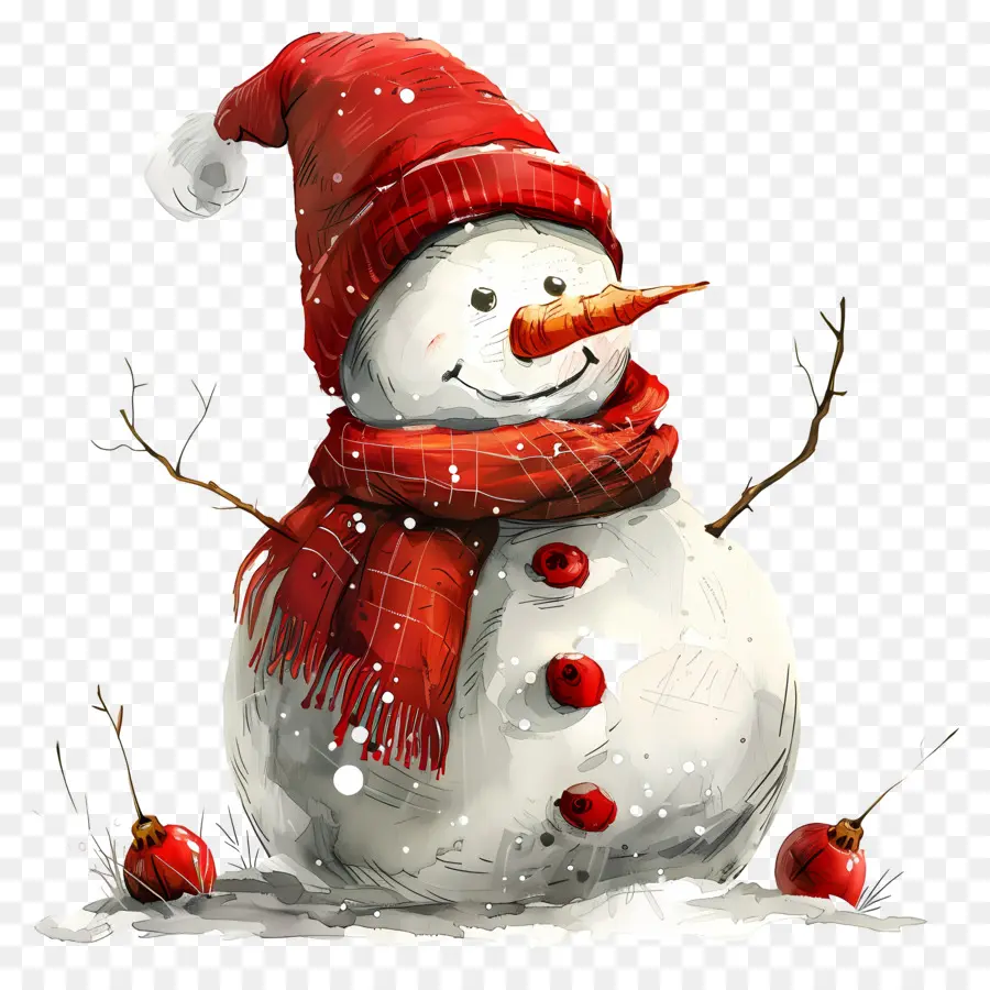 Boneco De Neve，Boné Vermelho PNG