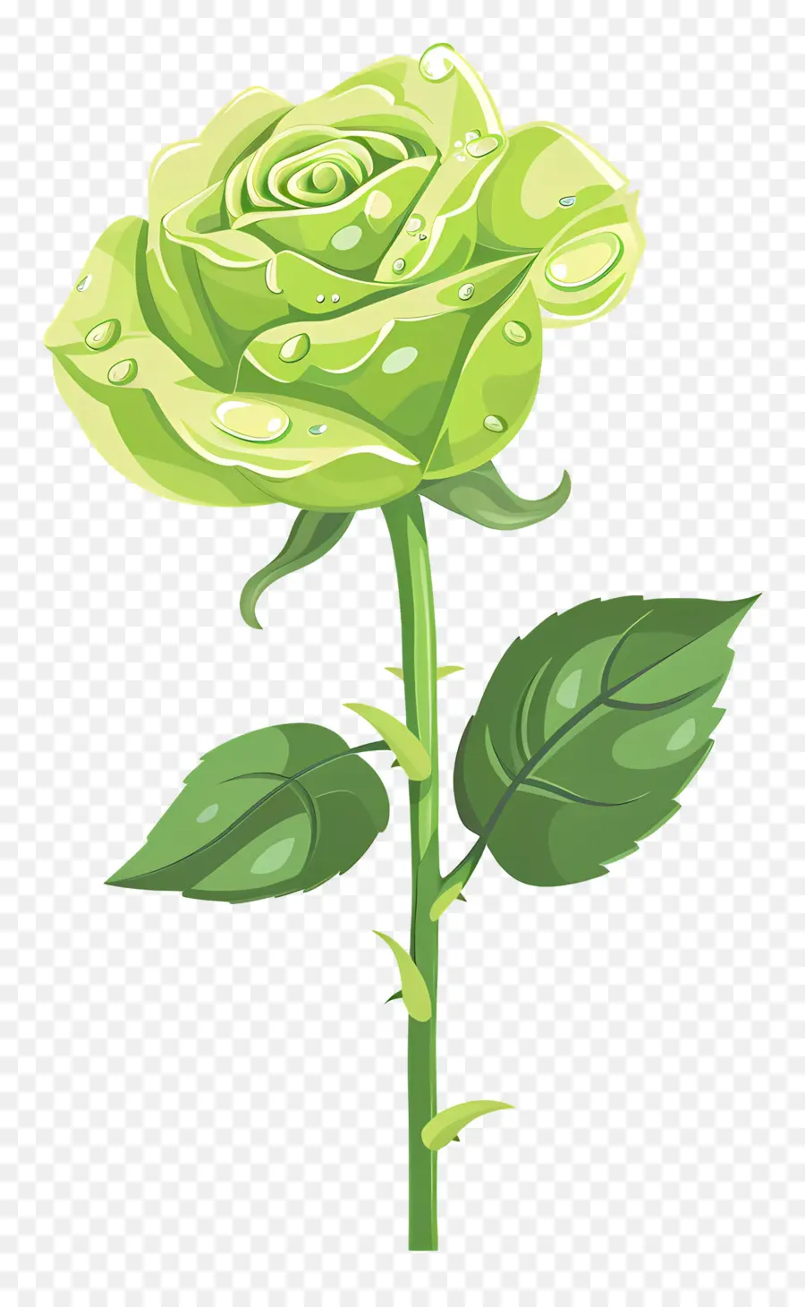 Rosa Verde，As Gotas De água PNG