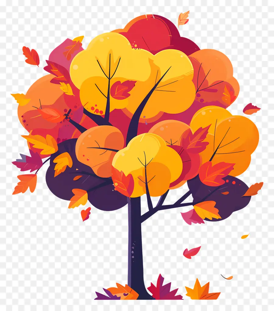 Autumn Tree，Colorido Folhas PNG