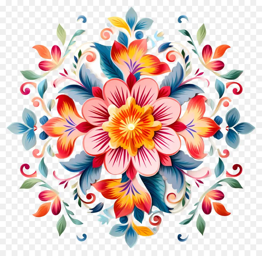 Rangoli Floral，Floral Padrão PNG