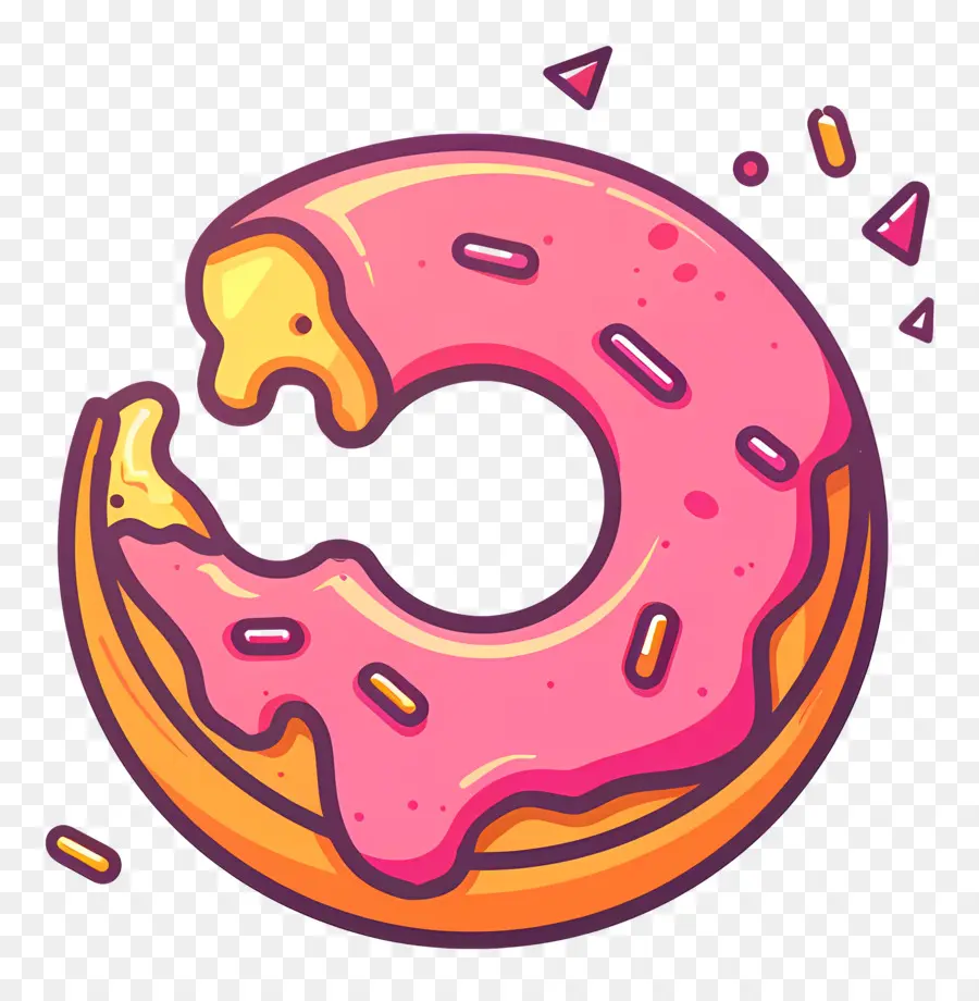 Donut Mordido，Cor De Rosa PNG